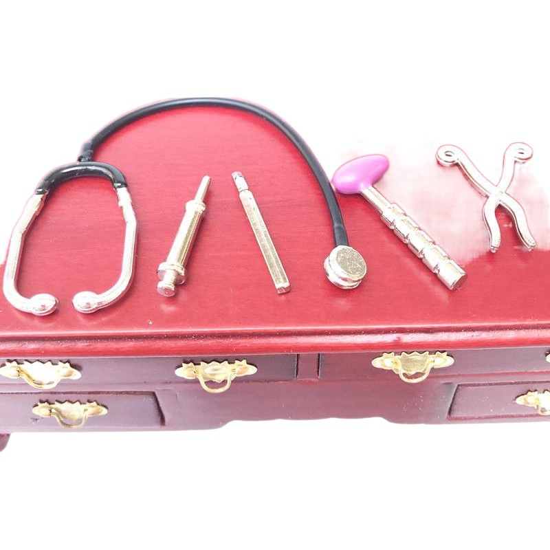 1:12 casa de muñecas mini modelo Hospital escena accesorios estetoscopio cuidado herramientas 5-piece set ~