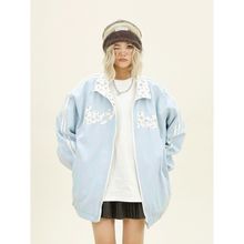 酷盐系双面穿小碎花外套女2025春秋新款宽松BF美式学院风情侣夹克