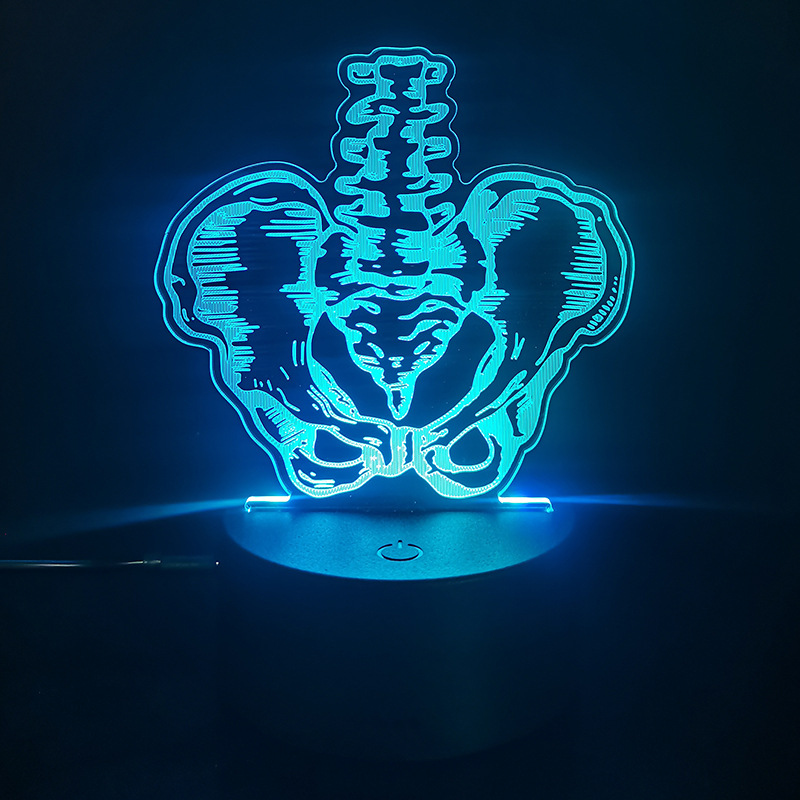 Lámpara nocturna 3D USB con motivos de dientes/cerebro/corazón, acrílica, táctil con mando a distancia, para decoración interior