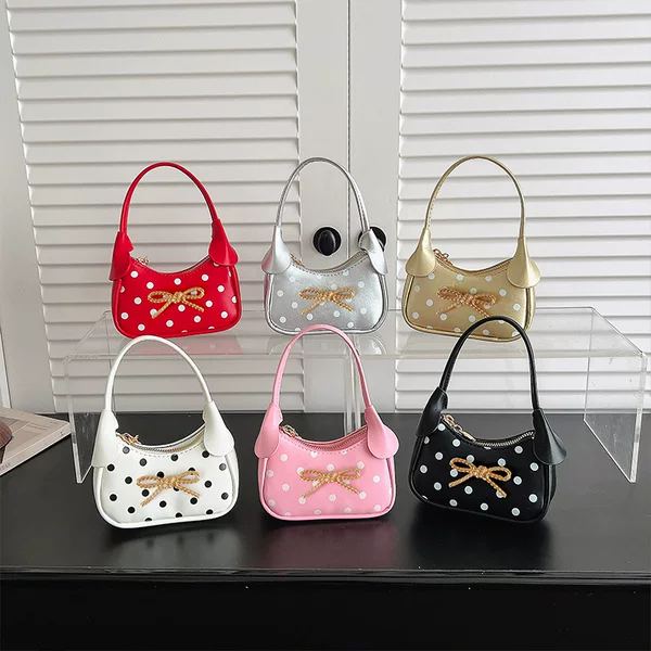 Children's Bag Korean Style Polka Dot Bow Girl's Handbag 2026 Mini Cute Parent-Child Accessory Coin Purse