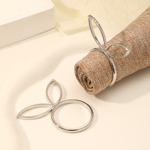 Easter rabbit head napkin ring alloy Golden napkin buckle holiday restaurant table napkin ring factory wholesale