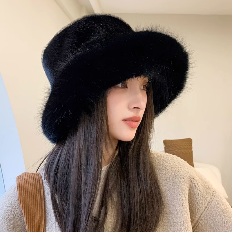 High end mink fluffy fisherman's women's noble style, large head surround fur hat, winter warm pullover hat_voghion.com