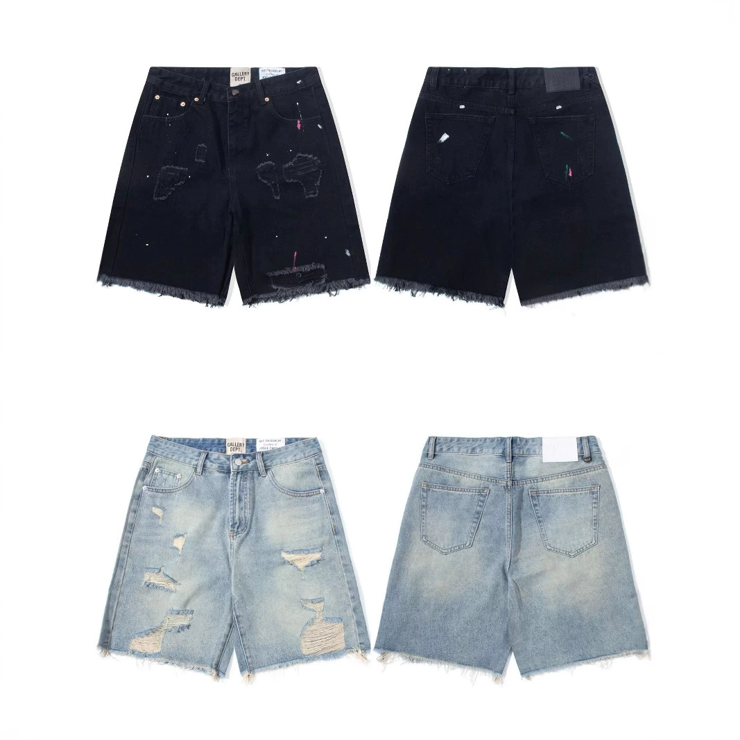 Галерея Dept раскрашенные чернила дырявые джинсы шорты washed retro high street casual pants для мужчин и женщин