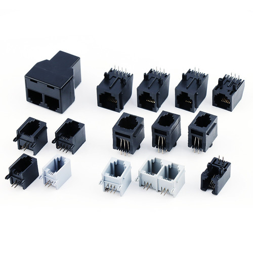 Supply RJ11 communication 4-core telephone interface 6164p4c straight-through head 6p6c crystal head dual-port connector socket