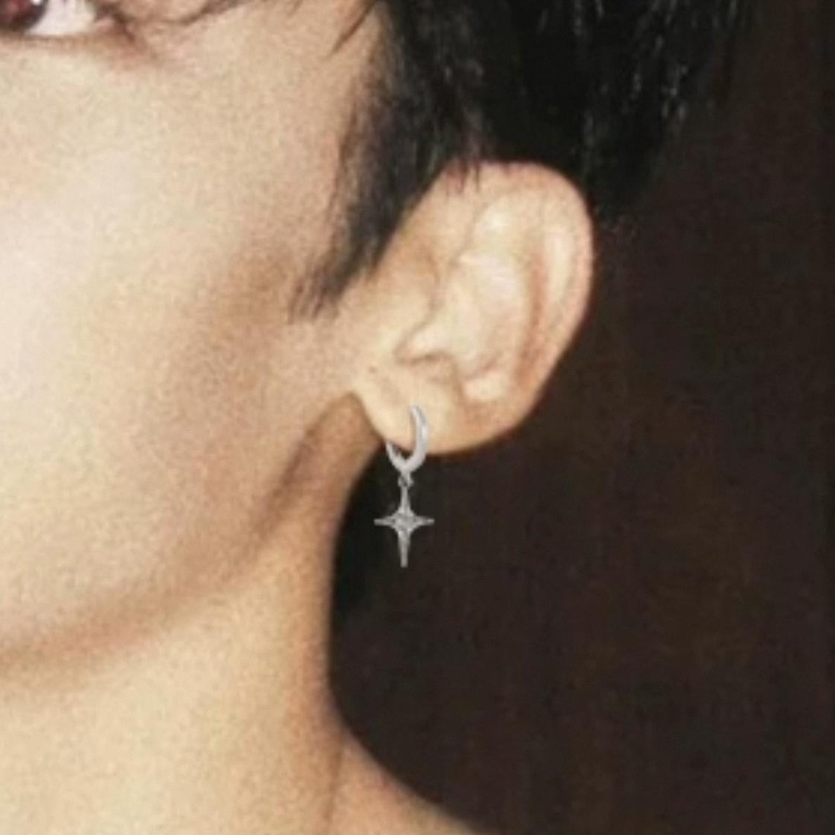 Starburst Earrings For Men, Minimalist North Star Stud Design_voghion.com