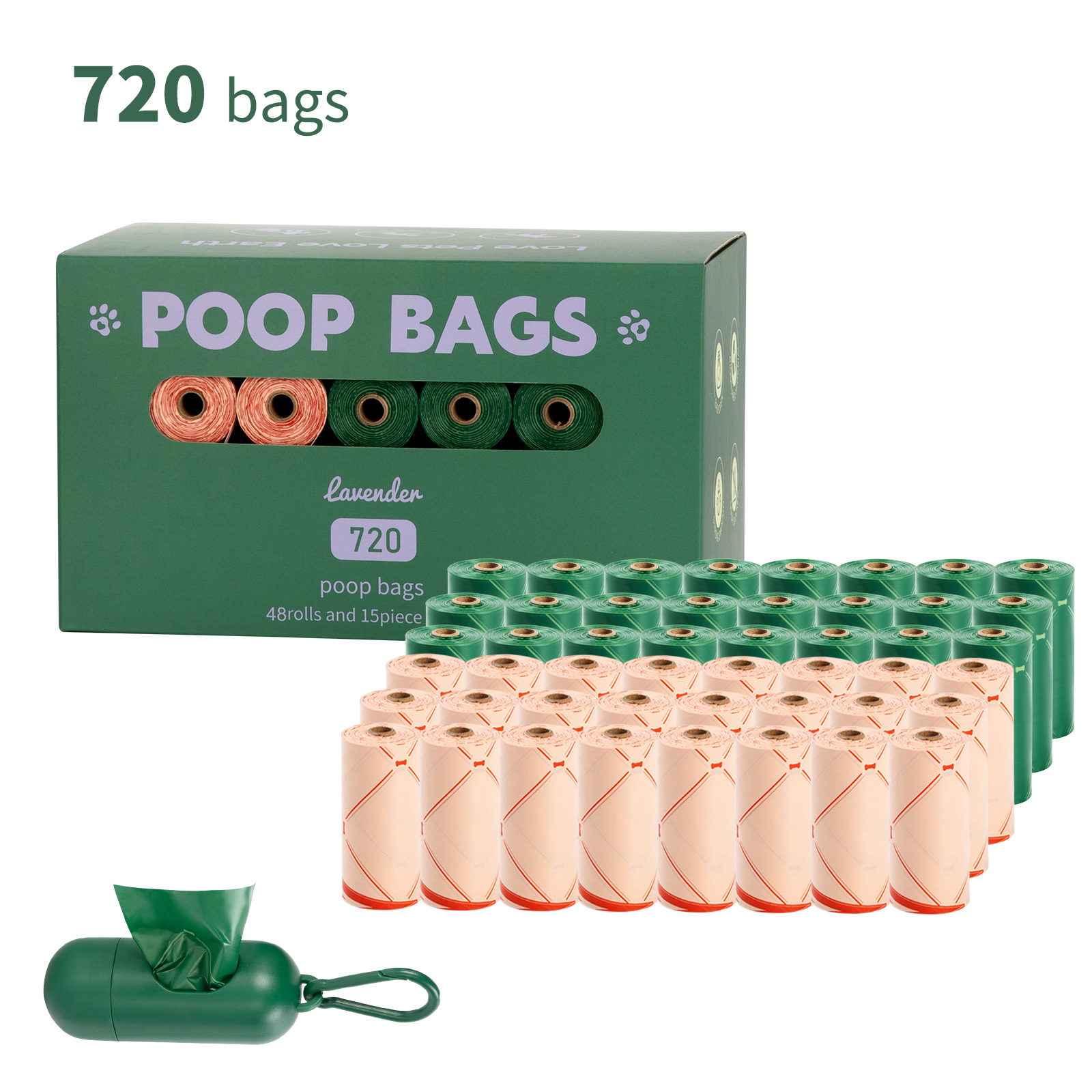 Nuevo medio ambiente biodegradable bolsa de basura de mascotas bolsa de basura distribuidor de bolsa de heces OPP caja de cabeza de fijación empaquetada bolsa de heces