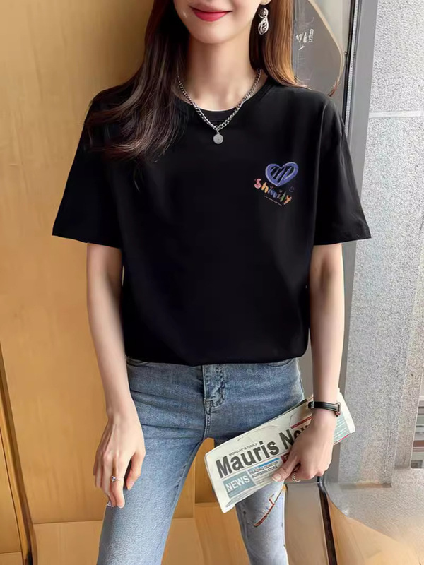 純綿半袖tシャツレディース2025夏新作ファッションブランド|undefined