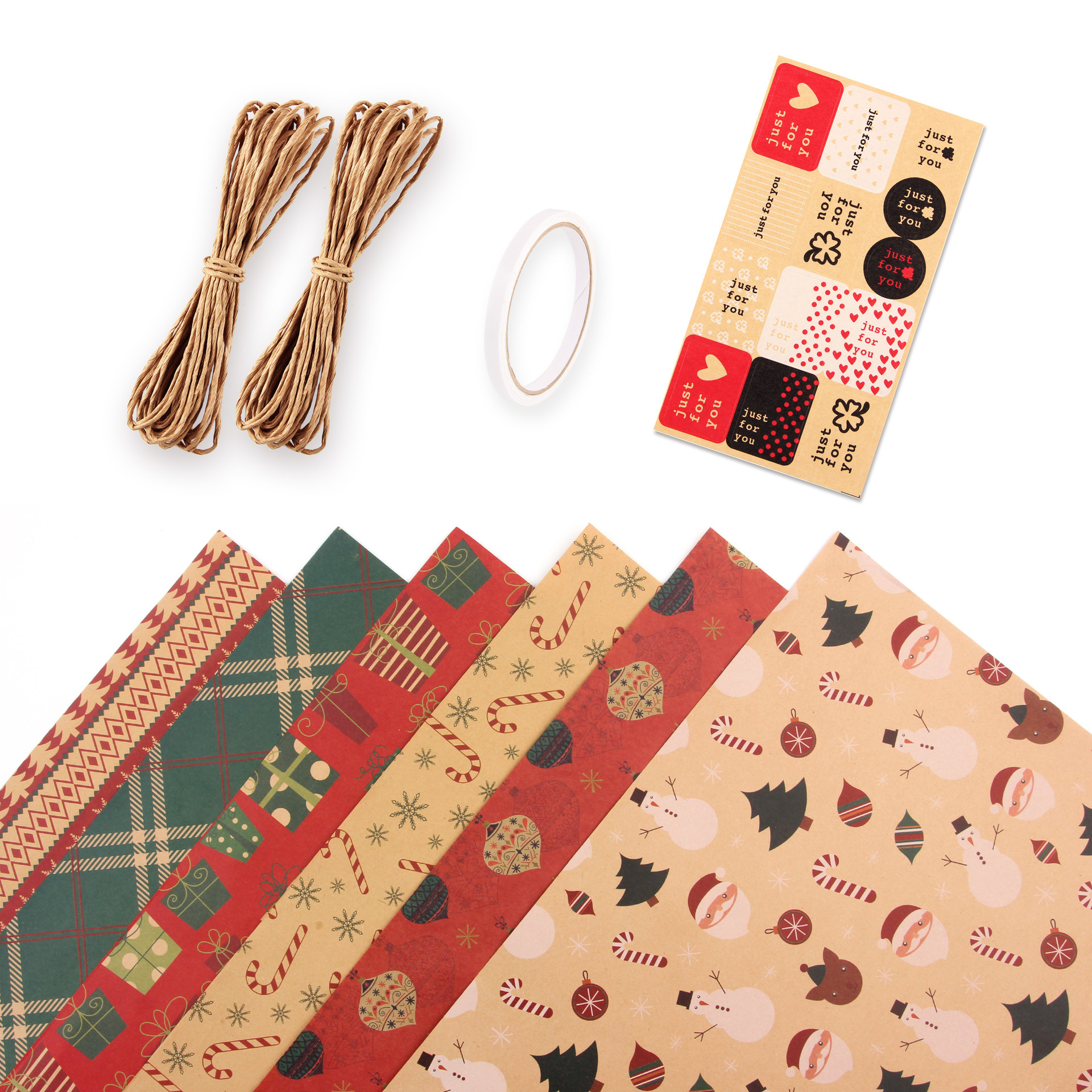 Papel de regalo estilo retro para regalos de Navidad, papel kraft, caja de regalo para fiestas, materiales de embalaje transfronterizos de nuevo estilo.