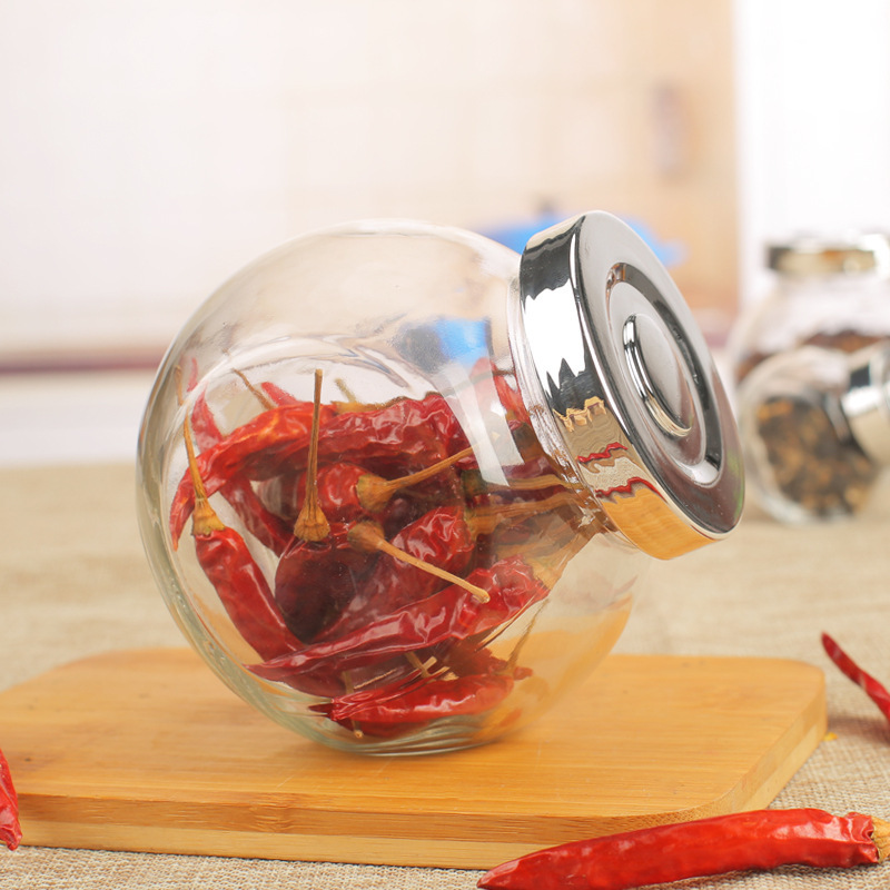 玻璃调味瓶储物罐扁鼓玻璃瓶透明喜糖喜蜜瓶茶叶罐厨房密封罐
