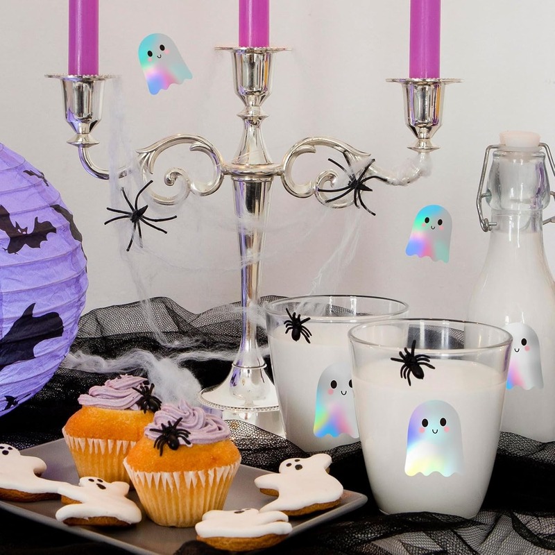 Amazon 外国貿易ハロウィンゴーストステッカーロールレーザーかわいいゴーストホログラフィック防水自己粘着ステッカー装飾ステッカー|undefined