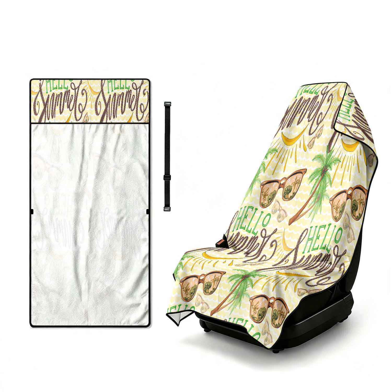 Summer bath towel and car seat cover 2-in-1, ultra-fine fiber outdoor beach and car dual-use universal seat cushion