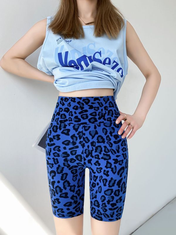 夏の新ヒョウ柄サメパンツ女性の 5 点通気性レギンスヒップリフティング腹部サイクリングパンツ|undefined