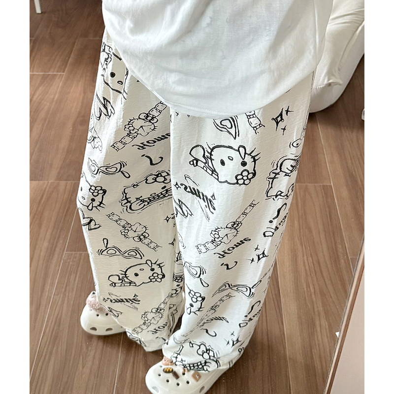 Loose Korean-Style High-Waisted Pajama Pants for Tall Women, New Spring and Autumn Home Casual Summer Air-Conditioned Long Pants Suitable for Outdoor Wear