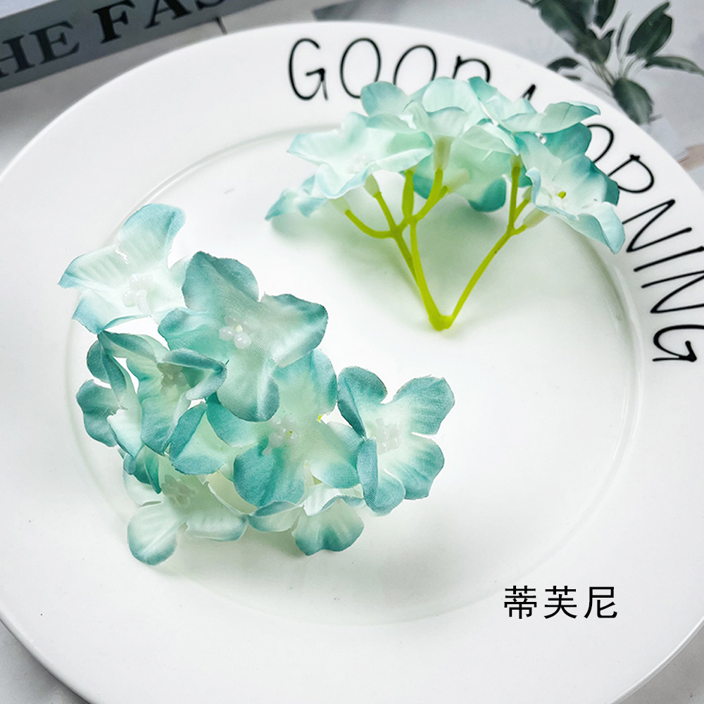 Pintura al óleo de imitación de hidrenias DIY9 cabeza tela de seda falsa flor tocado de flores de pinza material de diseño floral decoración de fotografía del hogar