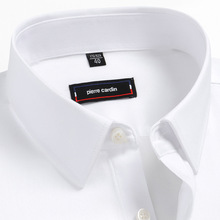 品牌高端正装衬衣皮尔卡丹100%纯棉免烫商务白色衬衫男春秋上衣服