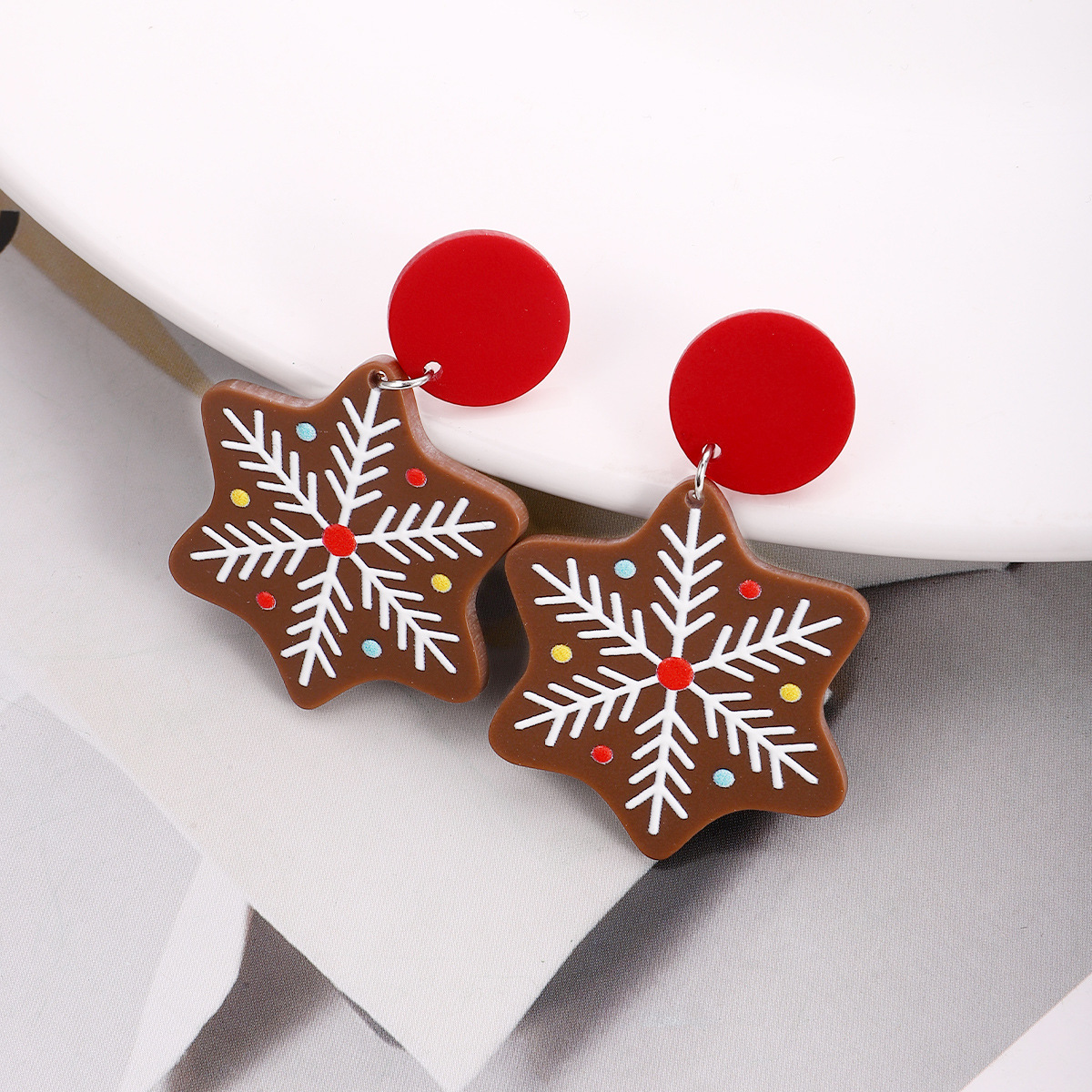 Christmas Festival Fashion Heart Shape Snowflake Plastic Printing Women's Drop Earrings 1 Pair