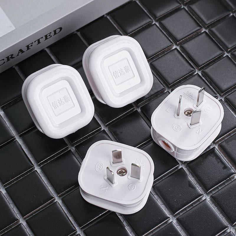 High-power white three-plug fiberglass integrated pure copper fixed plug power wiring plug tripod