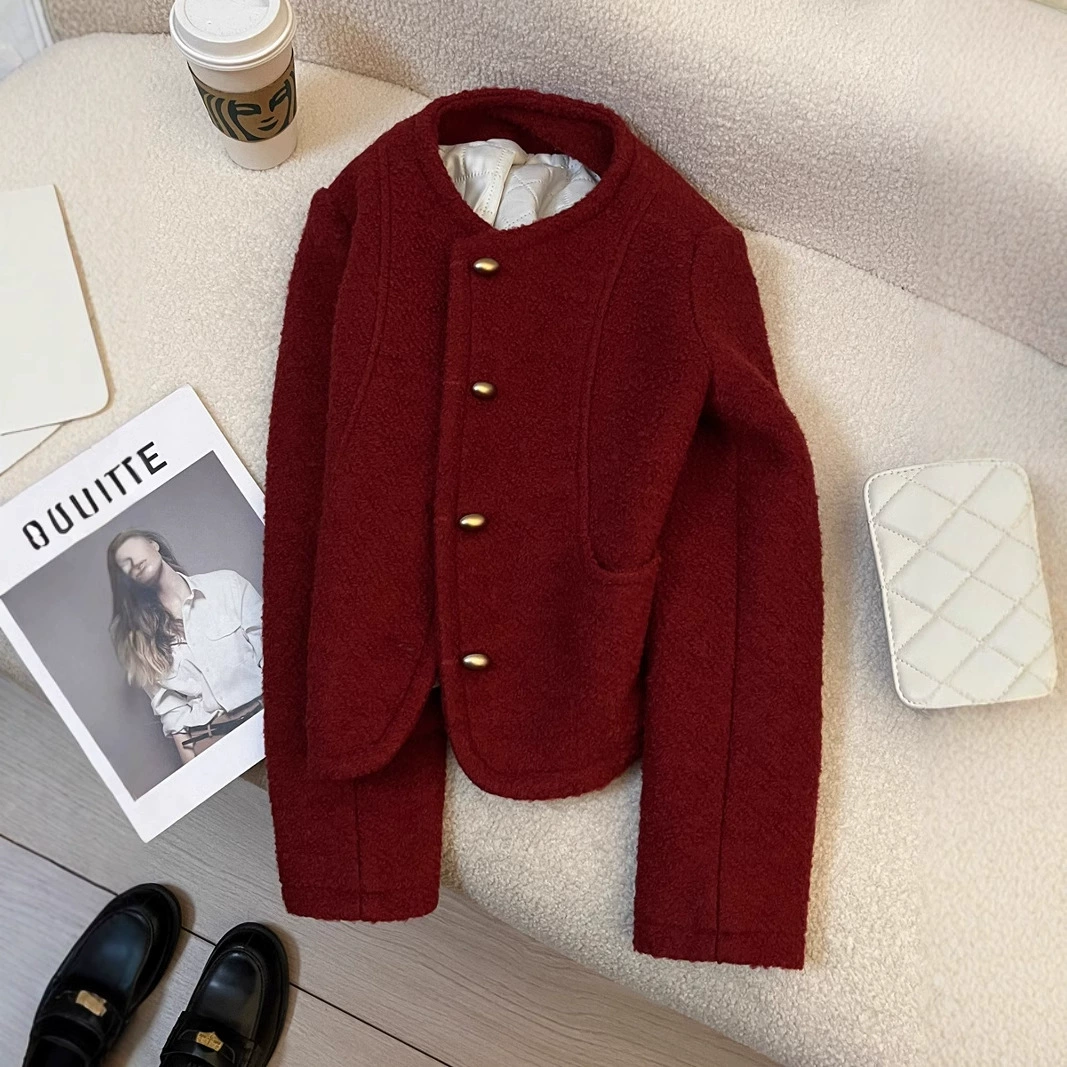 Quilted woolen winter warm jacket, Chanel style, high-quality style