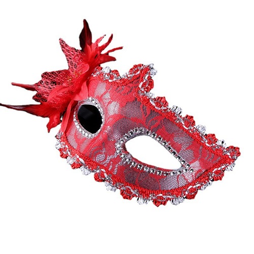 Cross-border Christmas Halloween mask costume party half-face lace with flowers sexy festival party woman mask