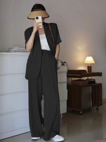 Women's Summer Thin Short Sleeve Suit Set 2025 New Casual Elegant High-End Goddess Style Commuter Two-Piece Set