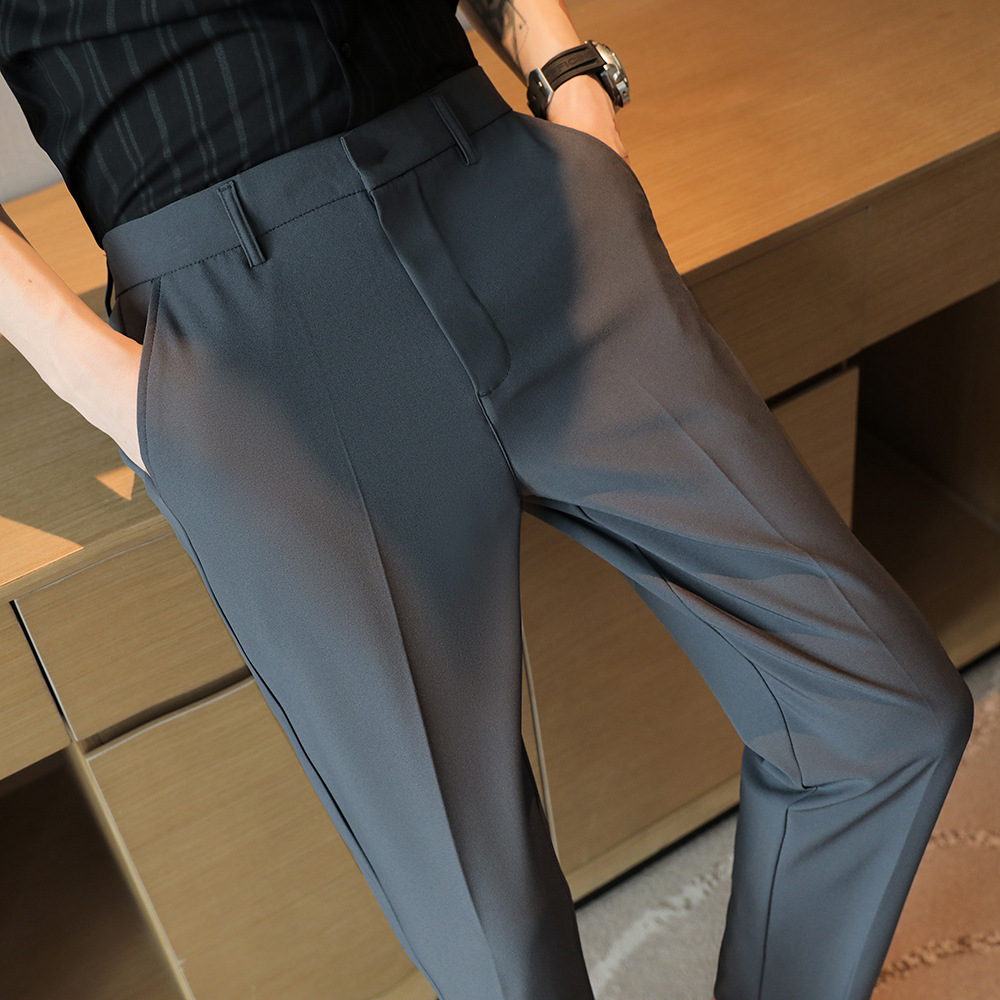 Men's Casual Dress Pants 2025 New High-End Business Formal Trousers Commuter Work Slim Fit Cropped Suit Pants