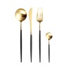 银貂 Lyon Western Kids and Fork Tablets 304 Stainless Steel Bulls and Bulls Spoon Plated Black Gold Stainless Steel Tableware