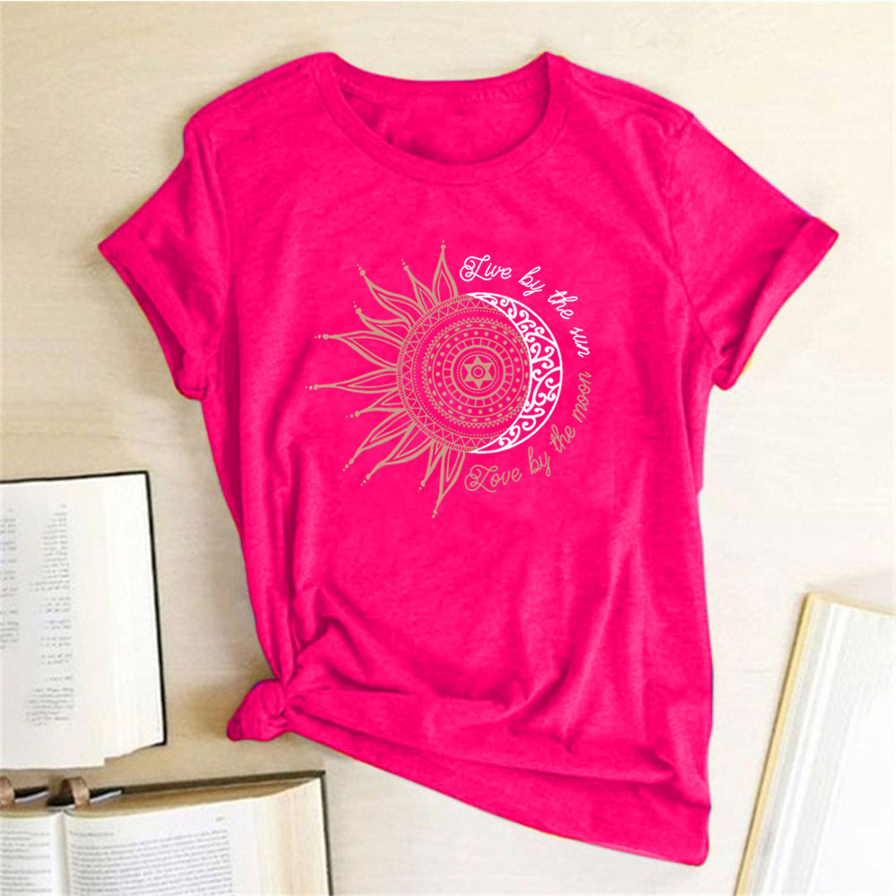 Loose Version Wholesale Women'S Streetwear Sun Letter Short Sleeve Printing T-Shirts