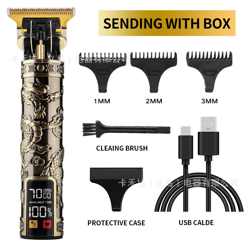 Cortadora de cabello transfronteriza peluquería cortadora de cabello eléctrica aceite cabeza talla maquinilla de afeitar cortadora de cabello Calvo