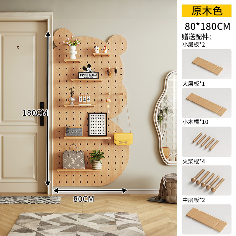 Oso pequeño agujero agujero tablero de escritorio de madera sólida almacenar exhibición modelado decoración de pared sala de estar estante de pared