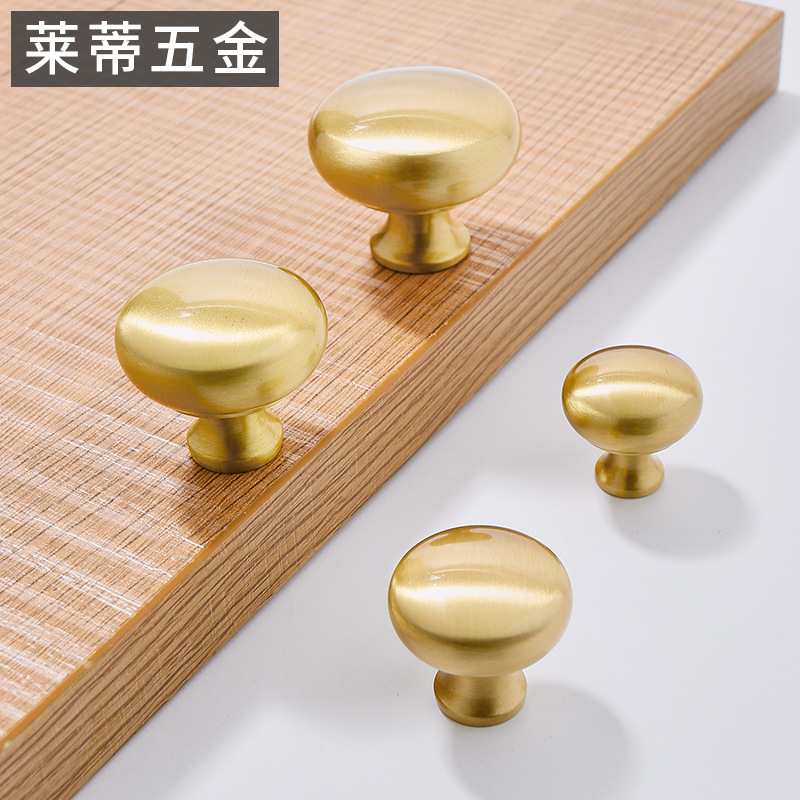 黃銅現代輕奢簡約衣櫃門單孔拉手櫥櫃抽屜鞋櫃北歐風全銅金色把手