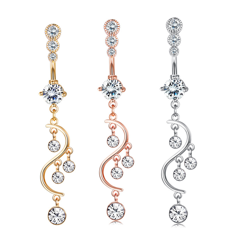 Fashion Flower Stainless Steel Plating Inlay Zircon Women's Belly Ring 6 Pieces display picture 4