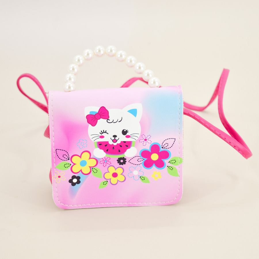 Women's Small Pu Leather Cartoon Cute Beading Square Flip Cover Coin Purse display picture 11