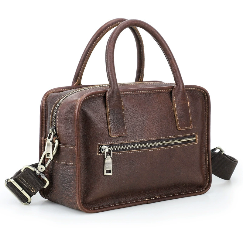 黑天使 Leather universal retro organizer bag for men and women, one-shoulder bag, cowhide, genuine leather