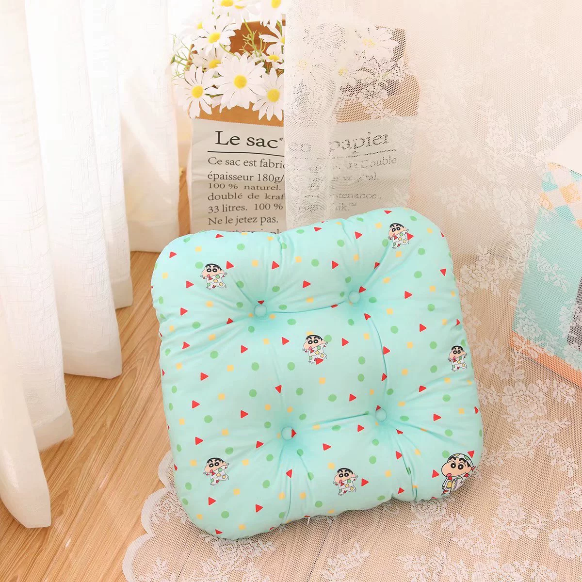 Cartoon pillow, sofa for bedroom, crayons, cloth