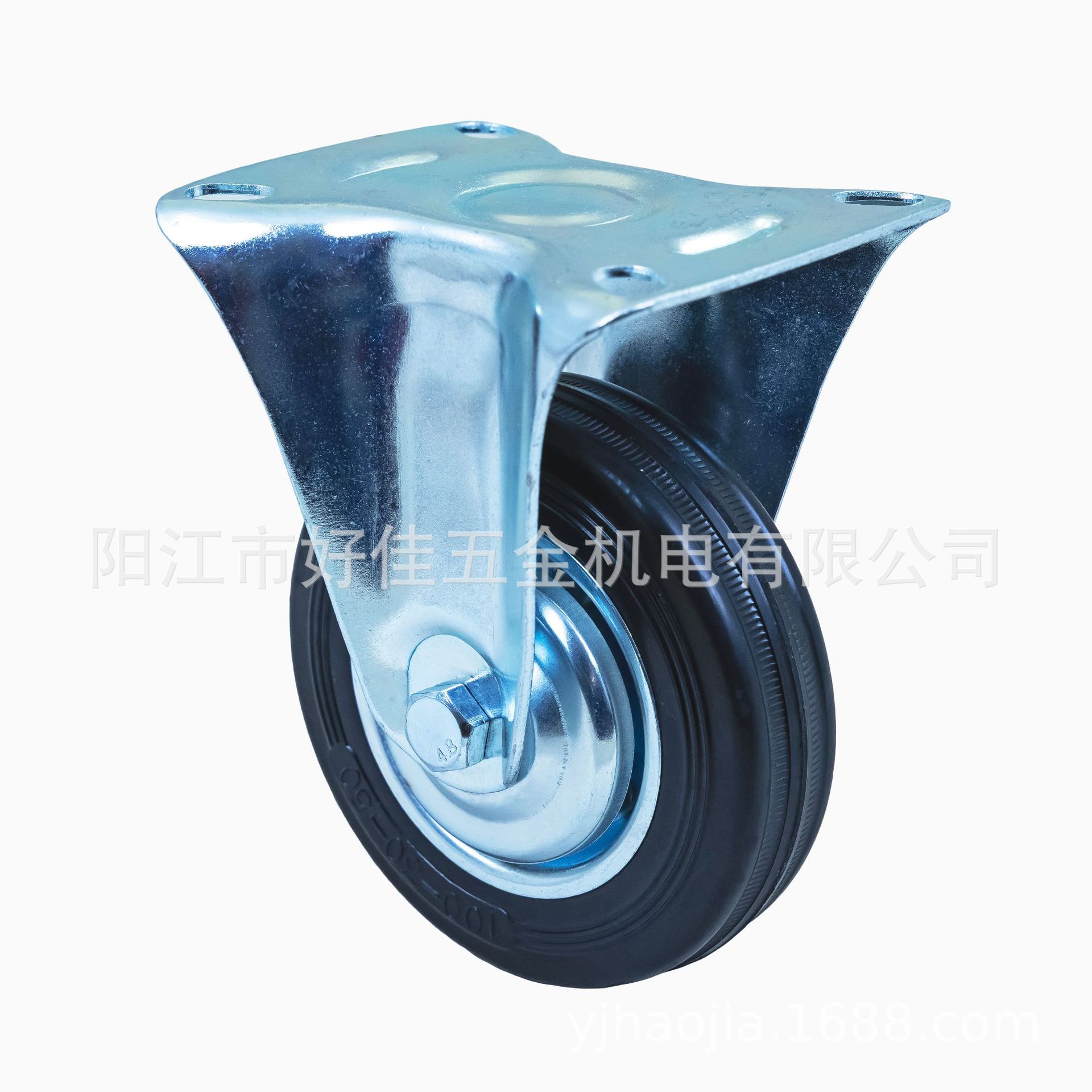 源头工厂产品100-30-50mm欧洲款钢轮毂平板定向工业橡胶脚轮