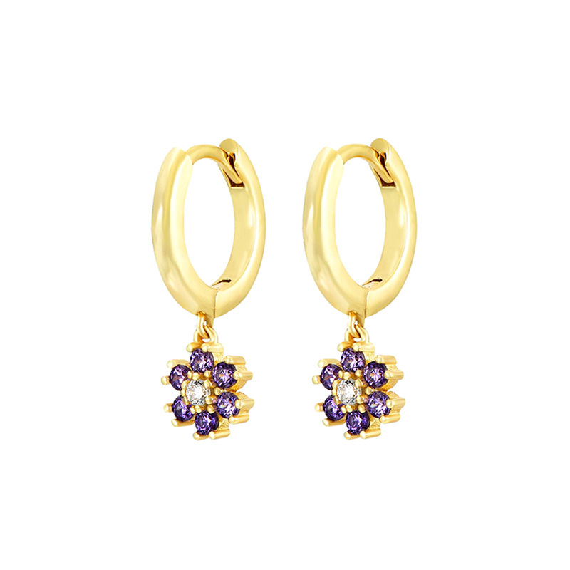3g Weight Copper Ear Needle Material Zircon Inlay Material Drop Earrings Classification 1 Pair Quantity Holiday, Daily Occasion Copper Material Flower Pattern Women's Gender Inlay Design Simple Style, Classic Style Style 1 Pair Simple Style Classic Style Flower Inlay Copper Zircon Drop Earrings 6