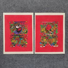 传统年画贴大门门神手工艺品红色门神河北武强木版年画秦琼敬徳