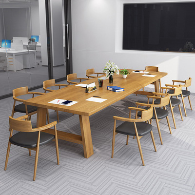 Northern Europe solid wood Conference table Long table Simplicity modern Meeting Room large Negotiate Front Strip Desks and chairs combination