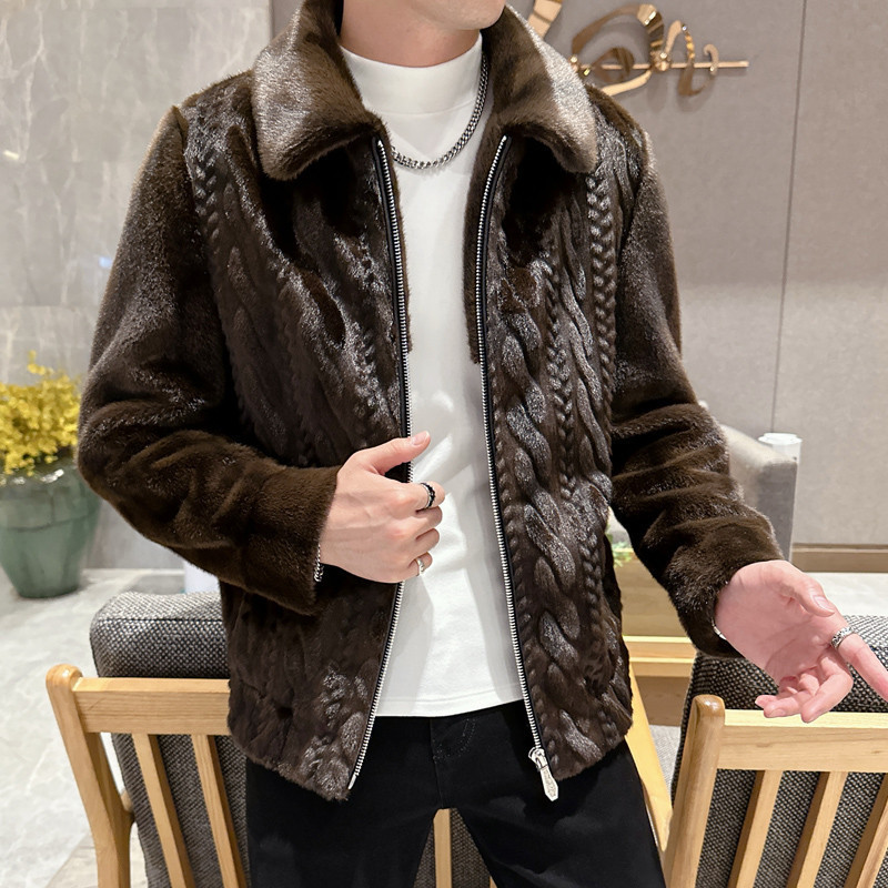 2025 Early Bird Winter Trend Men's Fur-Integrated Faux Mink Fur Jacket Men's Thickened Warm Coat 1013