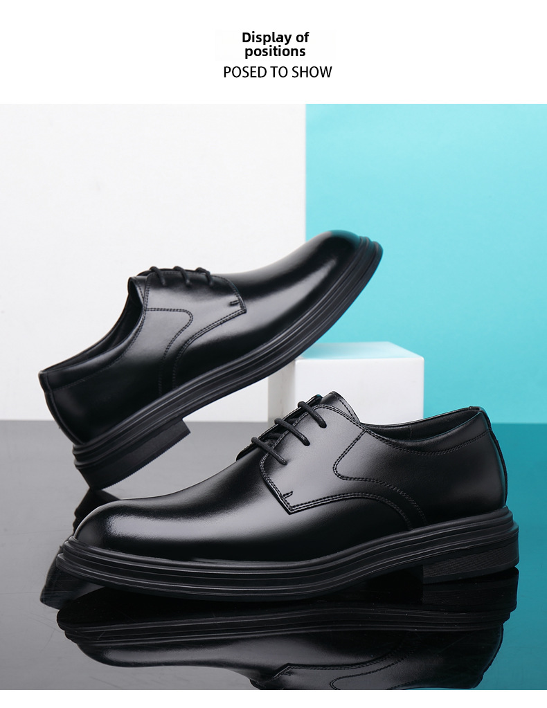 Men's Leather Formal Shoes Height Increasing Business Wedding_voghion.com