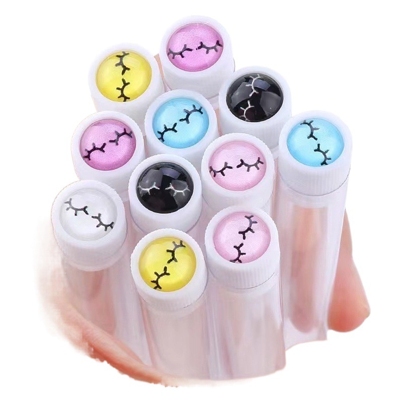 Wholesale Foreign Trade New Product Smiley Face Eyelash Brush with Diamond Crystal Rod Eyelash Brush Portable Makeup Brush Tube Eyelash Brush
