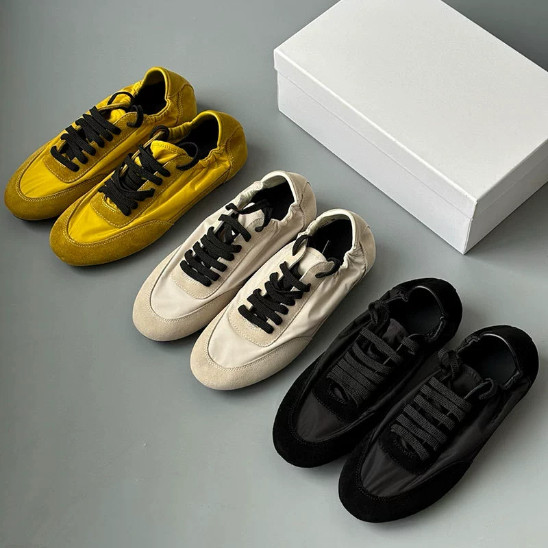 2025 новый кожаный декаунт обувь женская плоская подошва повседневная мода спортивная доска обувь дикий арганд обувь на шнуровке