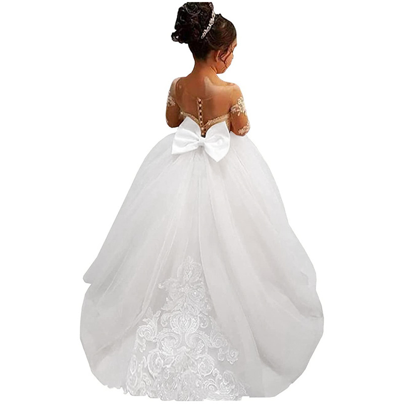 Transfronterizo amazónica vestidos de malla de niñas vestidos de princesa vestidos de fiesta de niños vestidos de boda de flores vestidos de cumpleaños