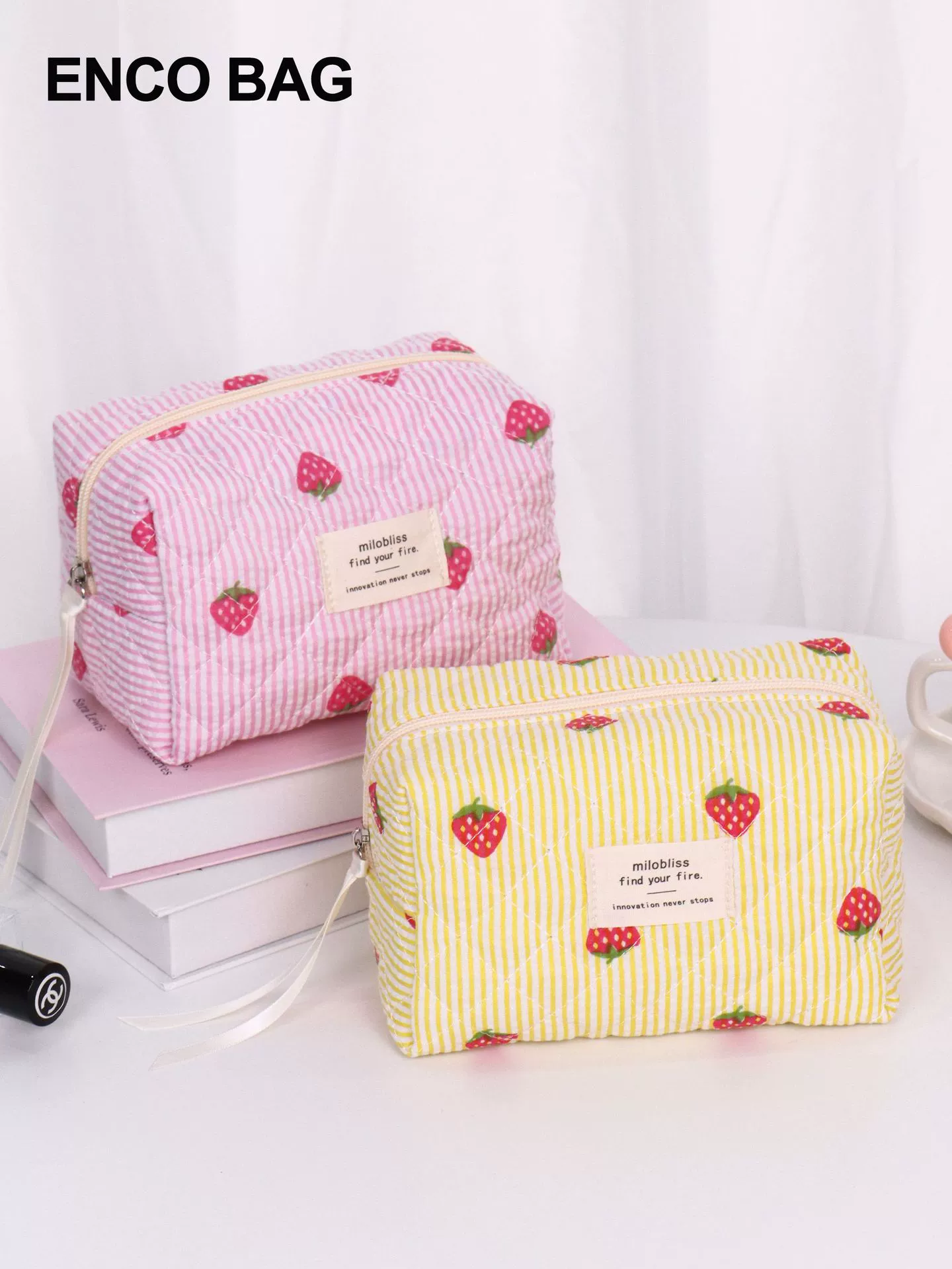 Косметичка, клубника, вместительный organizer bag, карманная милая небольшая клатче, (Cross-border торговля)