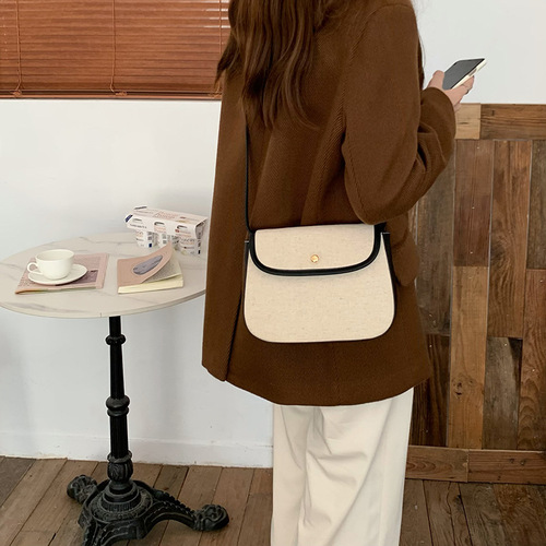 Mina's same temperament canvas one-shoulder armpit bag ins women's bag 2024 new early autumn new versatile cross-body bag