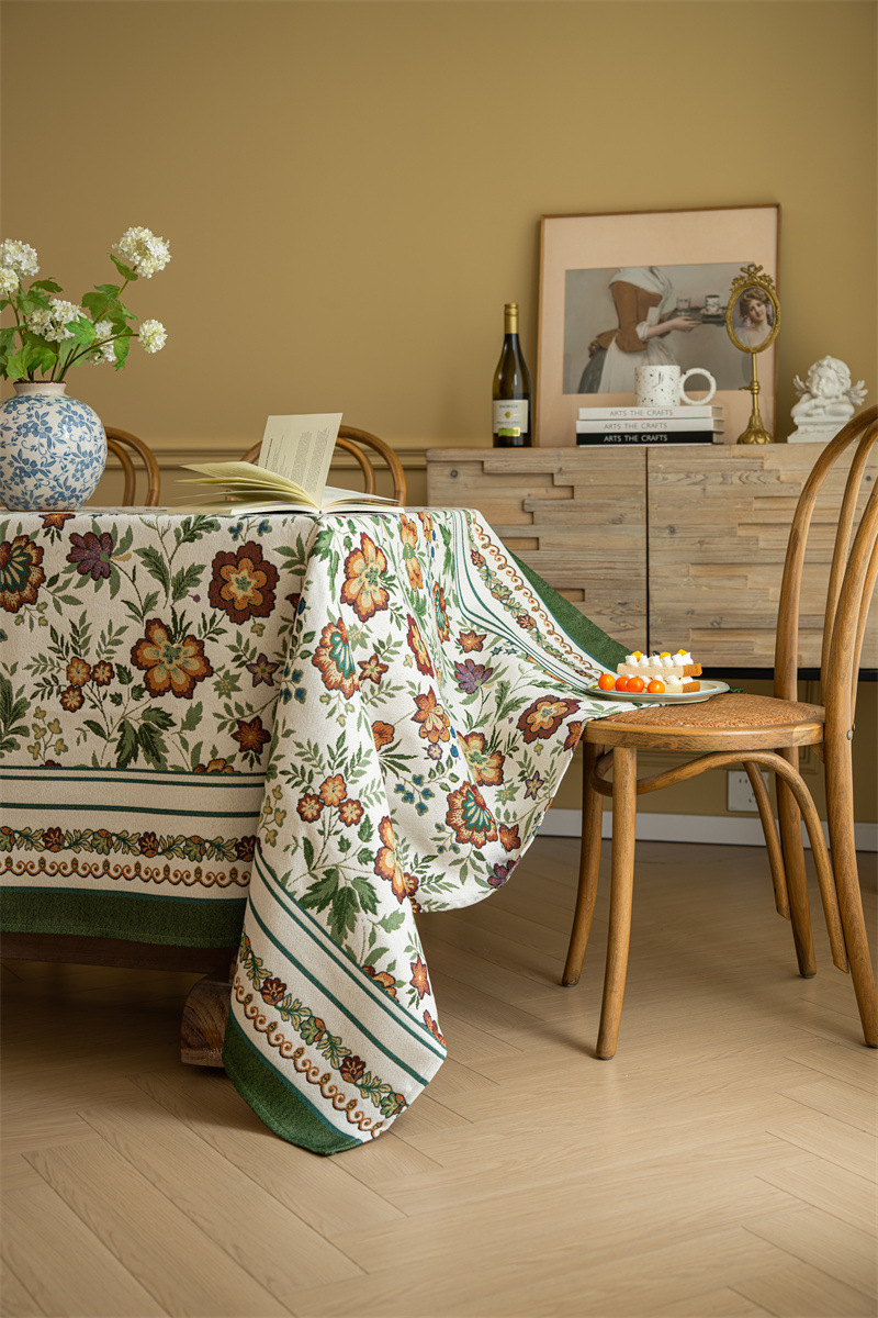 Vintage Jacquard Tischdecke Mit Blumenmuster Im Retro-stil_voghion.com