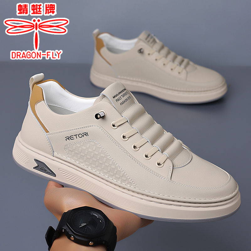 Dragonfly Brand Men's Shoes Genuine Leather Cowhide 2025 New Model Men's Soft-Soled Casual Breathable Leather Shoes Slip-On Shock-Absorbing Sneakers Dragonfly Brand Men's Shoes Genuine Leather Cowhide 2025 New Model Men's Soft-Soled Casual Breathable Leather Shoes Slip-On Shock-Absorbing Sneakers