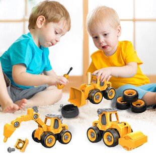 Cross-Border Children's Disassembly and Assembly Engineering Vehicle Toy DIY Nut Assembly Puzzle Disassembly Artificial Sliding Excavation Disassembly and Assembly Vehicle