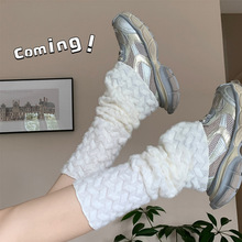 春秋JK加长高筒澳毛菱形格加厚袜套小腿袜过膝长筒袜女辣妹长靴袜