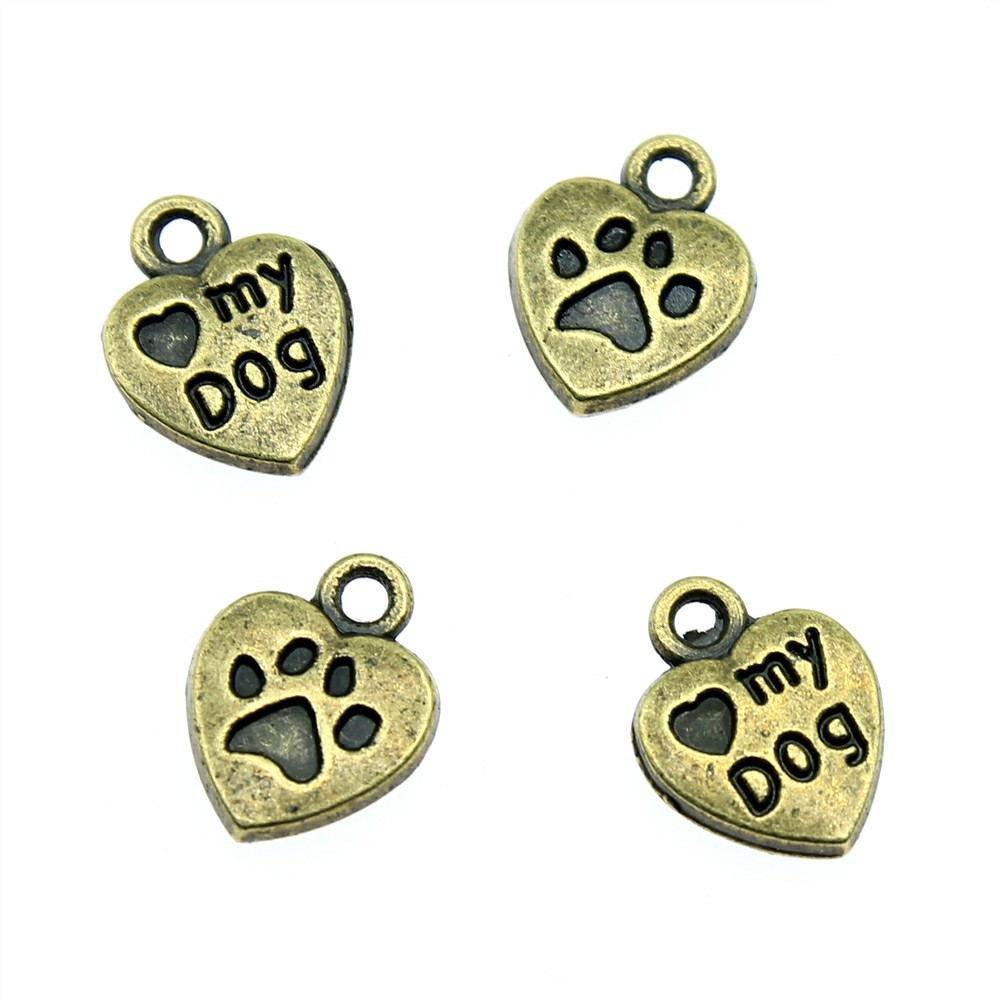 1 Piece Retro Letter Paw Print Heart Shape Alloy Plating Pendant Jewelry Accessories display picture 8